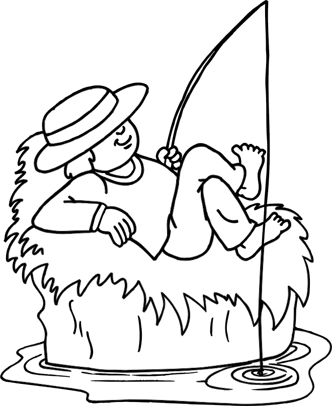 Lazy Fishings Coloring Page