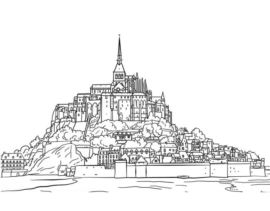 Le Mont Saint Michel Coloring Page
