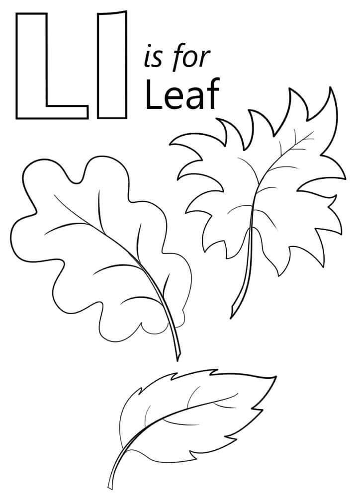Leaf Letter L Coloring Page