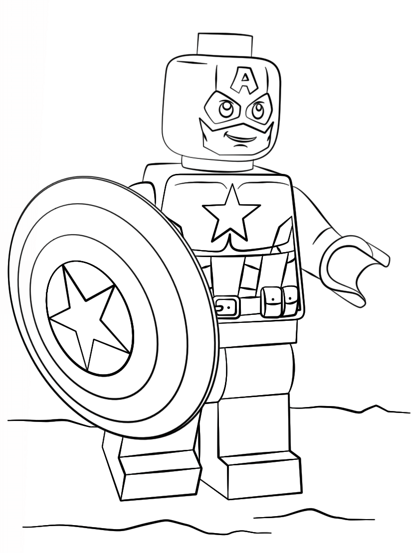 Lego Avengers Captain America Coloring Page