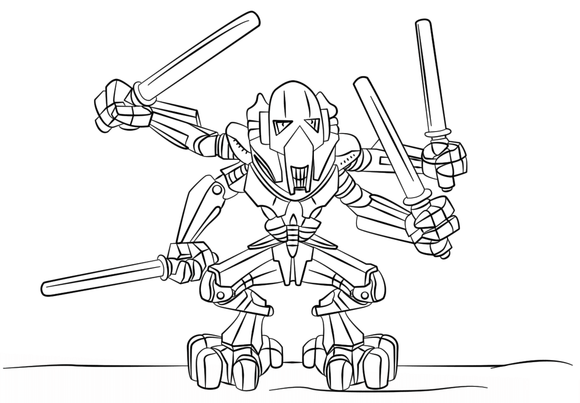 Lego General Grievous Star Wars Coloring Page