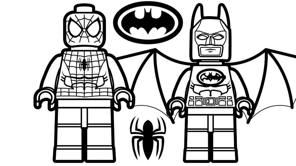 Lego Spiderman And Lego Batman Coloring Page