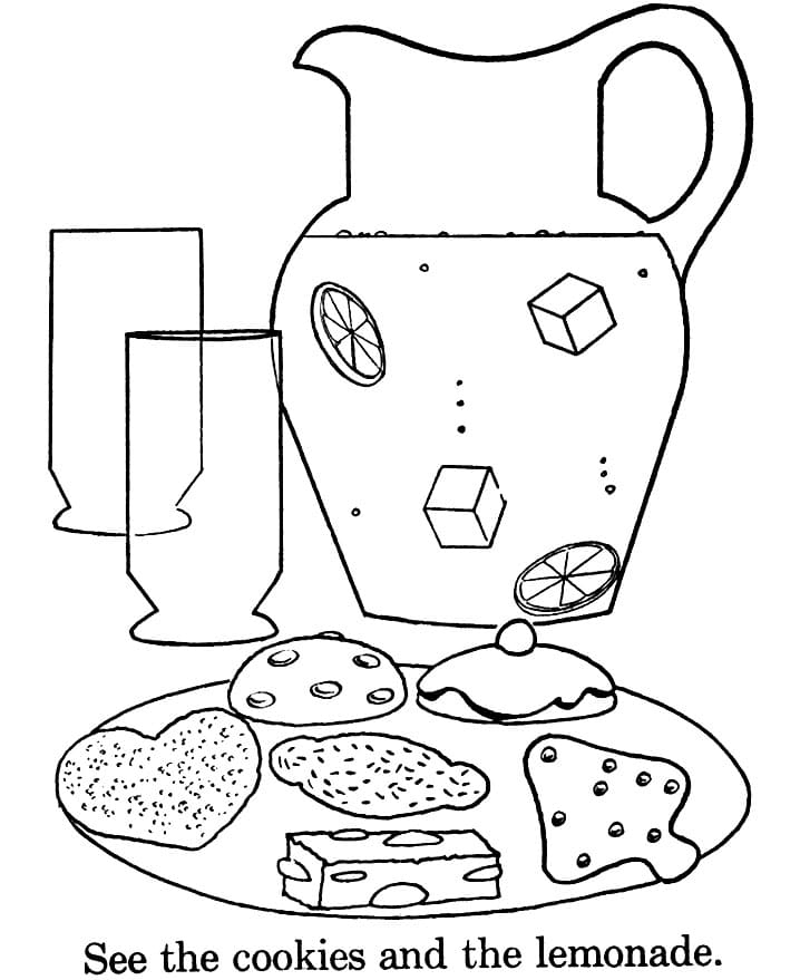 Lemonade and Cookies Coloring Page