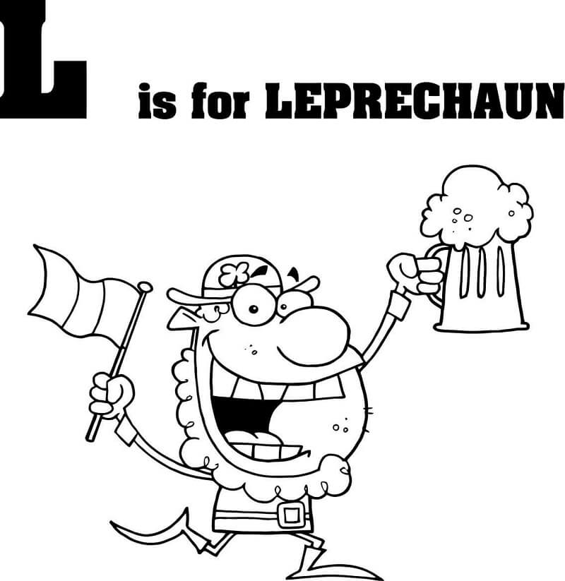 Leprechaun Letter L Coloring Page