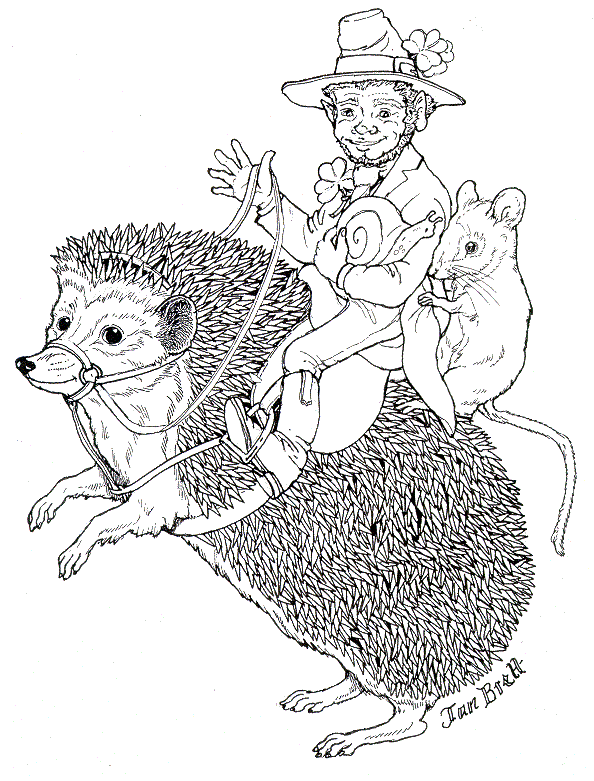 Leprechaun Takes A Hedgie Ride By Jan Brett Coloring Page