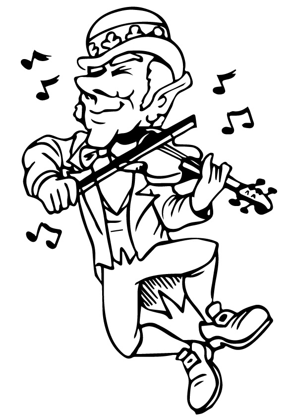 Leprochan Playing Violin Coloring Page