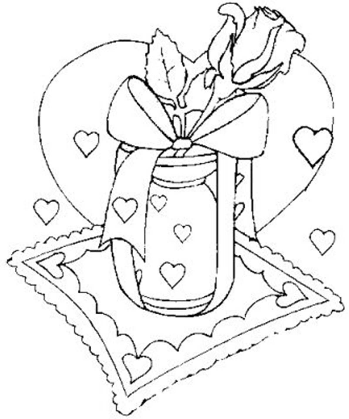 Letter And Rose Valentines Coloring Page