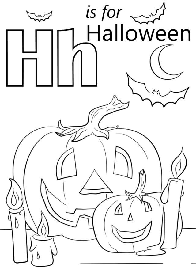 Letter H Is For Halloween Coloring Page