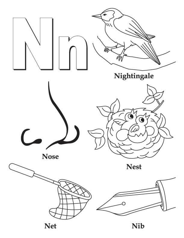 Letter N 4 Coloring Page