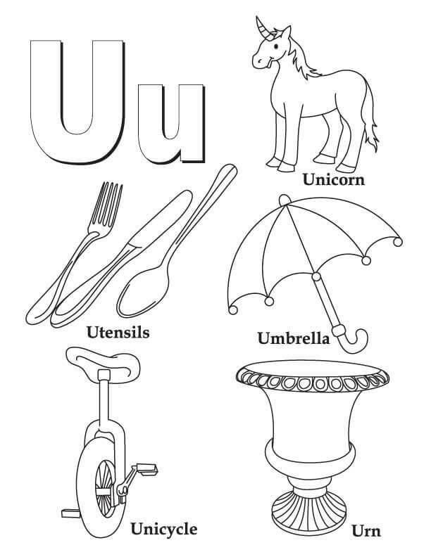 Letter U 1 Coloring Page