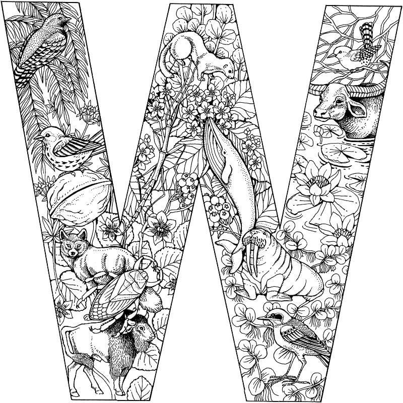 Letter W 1 Coloring Page