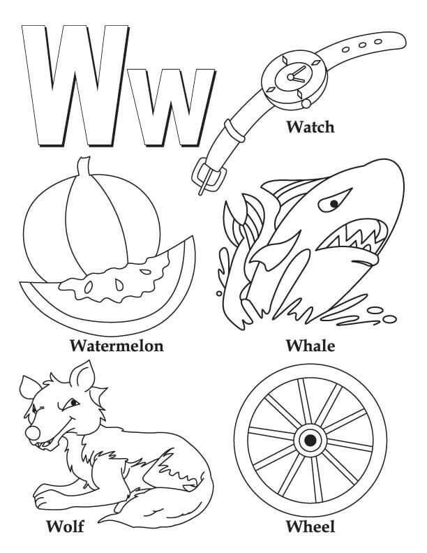 Letter W 2 Coloring Page