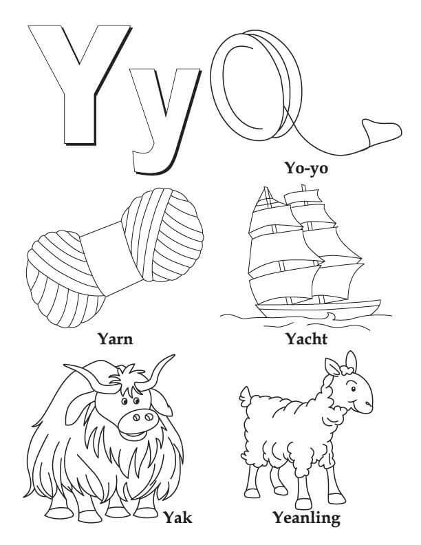 Letter Y 2 Coloring Page