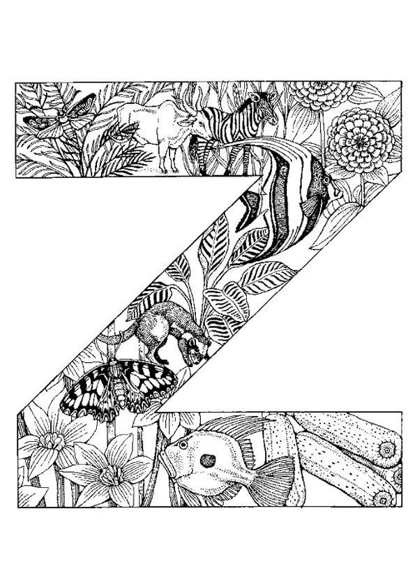 Letter Z 2 Coloring Page
