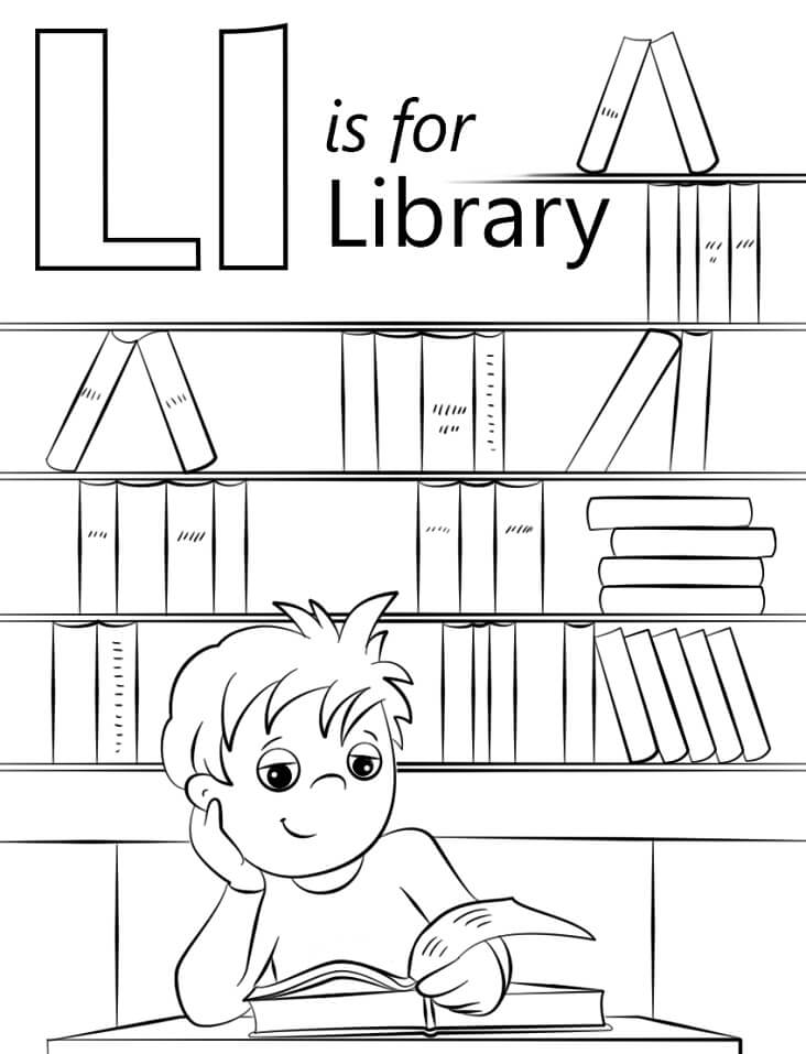 Library Letter L Coloring Page