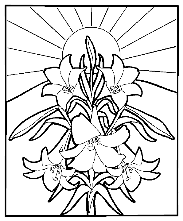Lillies Religious Easters Coloring Page