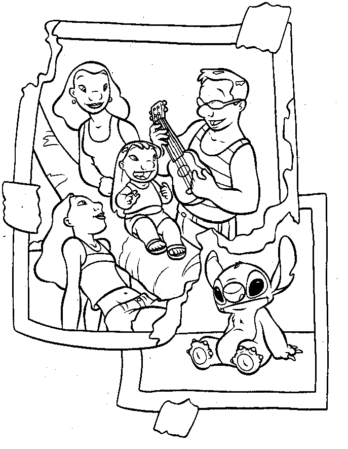 Lilo And Stitch Ukeleles Coloring Page