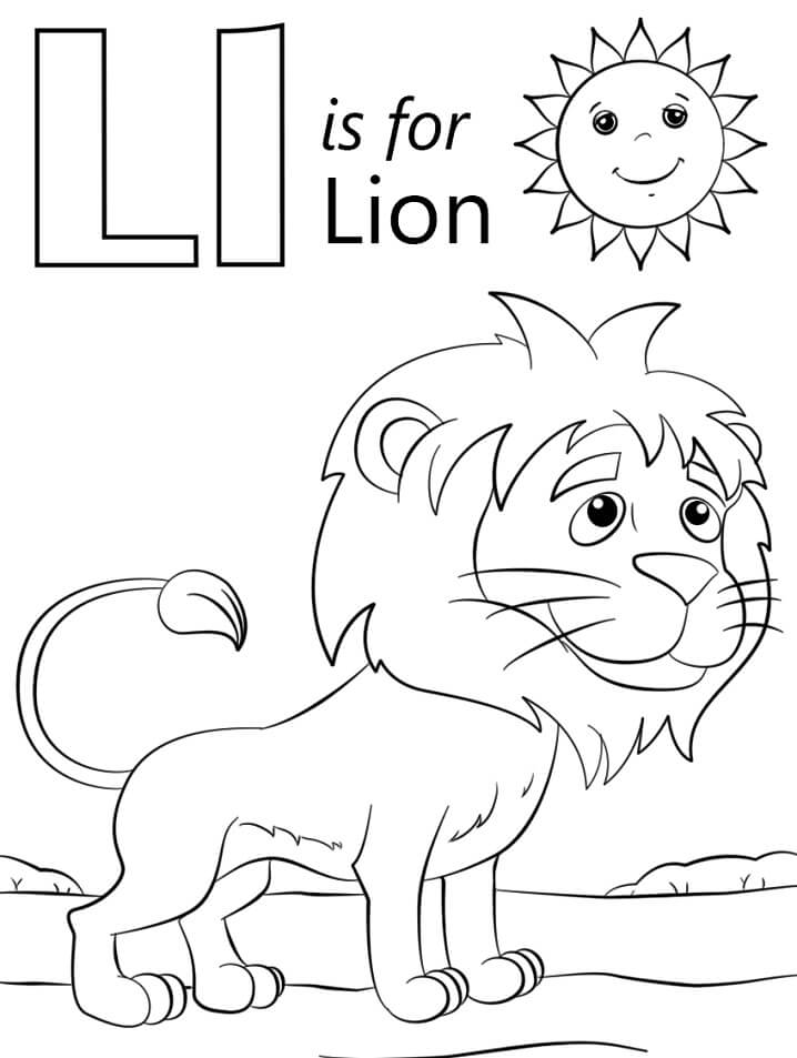 Lion Letter L Coloring Page