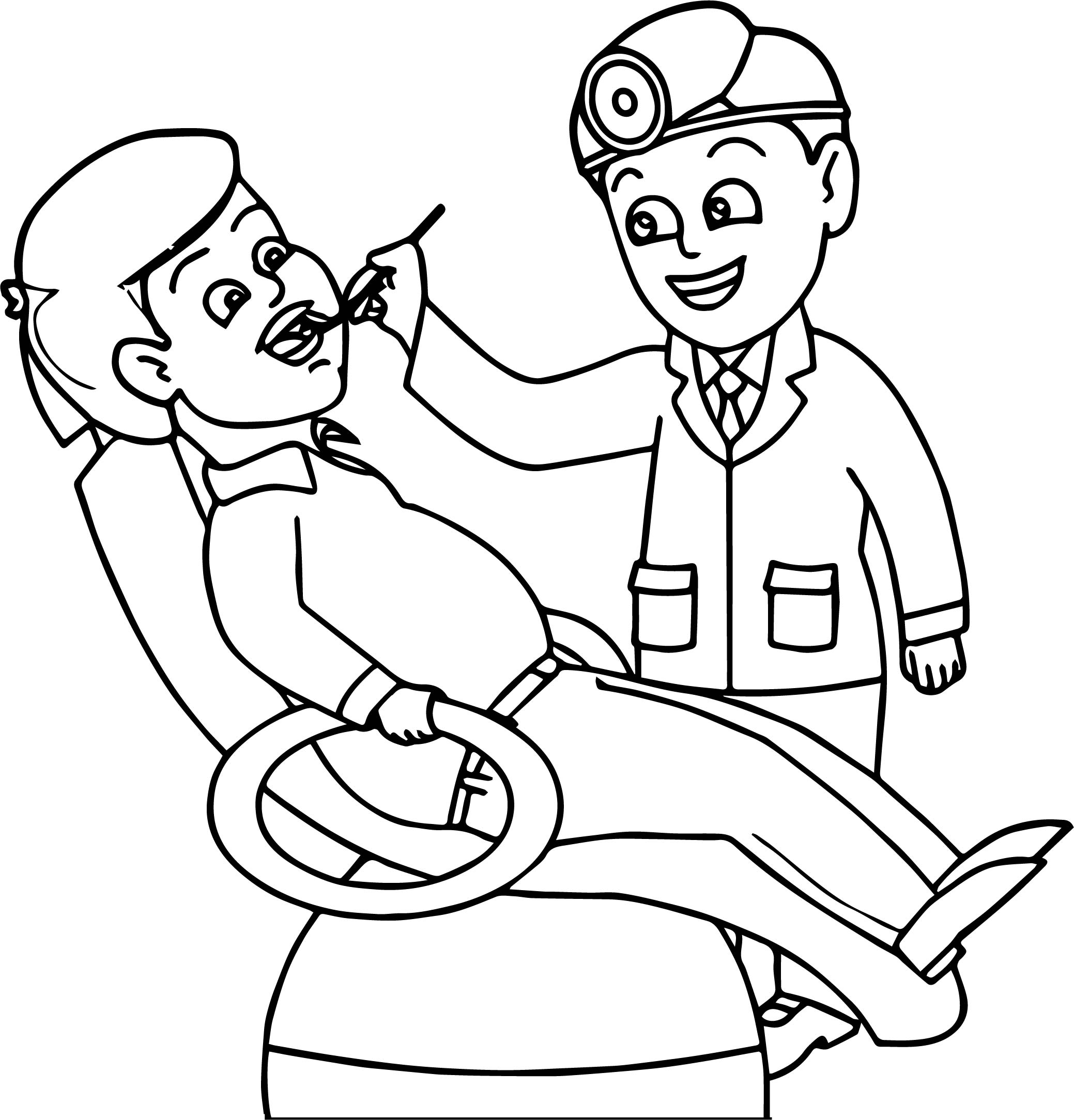 Little Boy Dentist Coloring Page