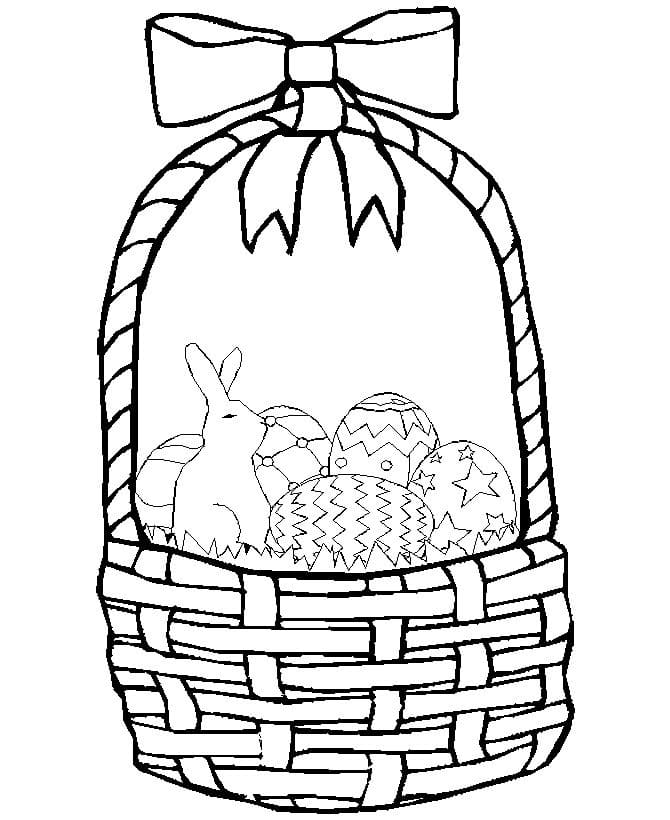 Little Bunny in Easter Basket Coloring Page
