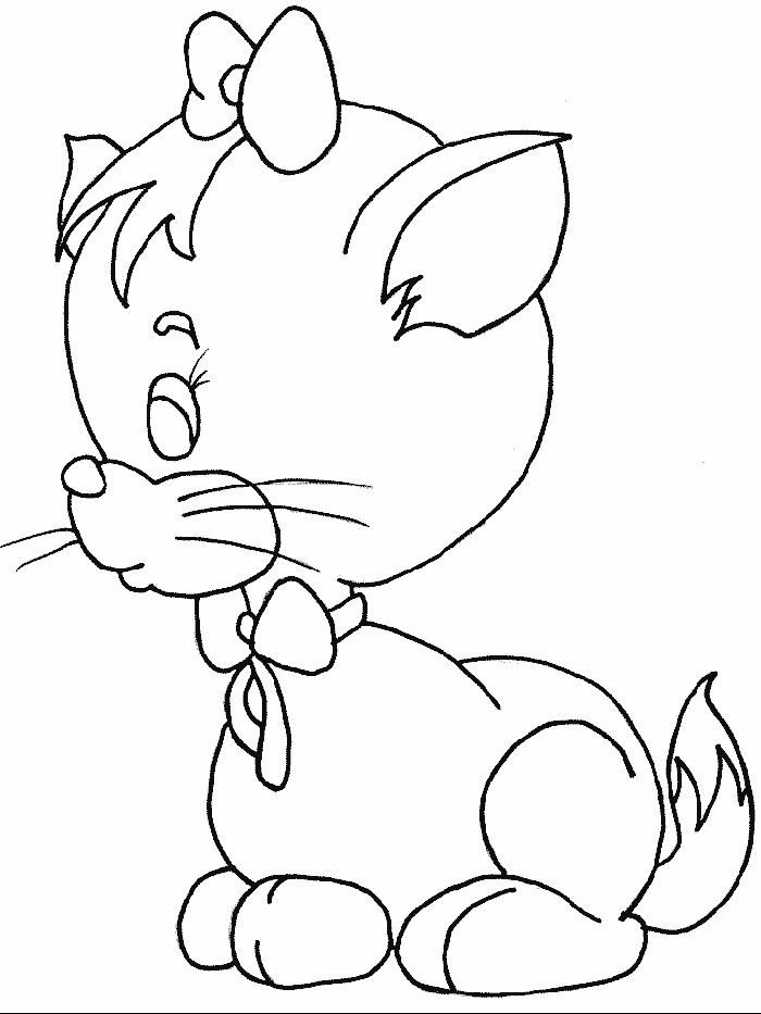 Little Cat With Ribbon Animal S6b81 Coloring Page