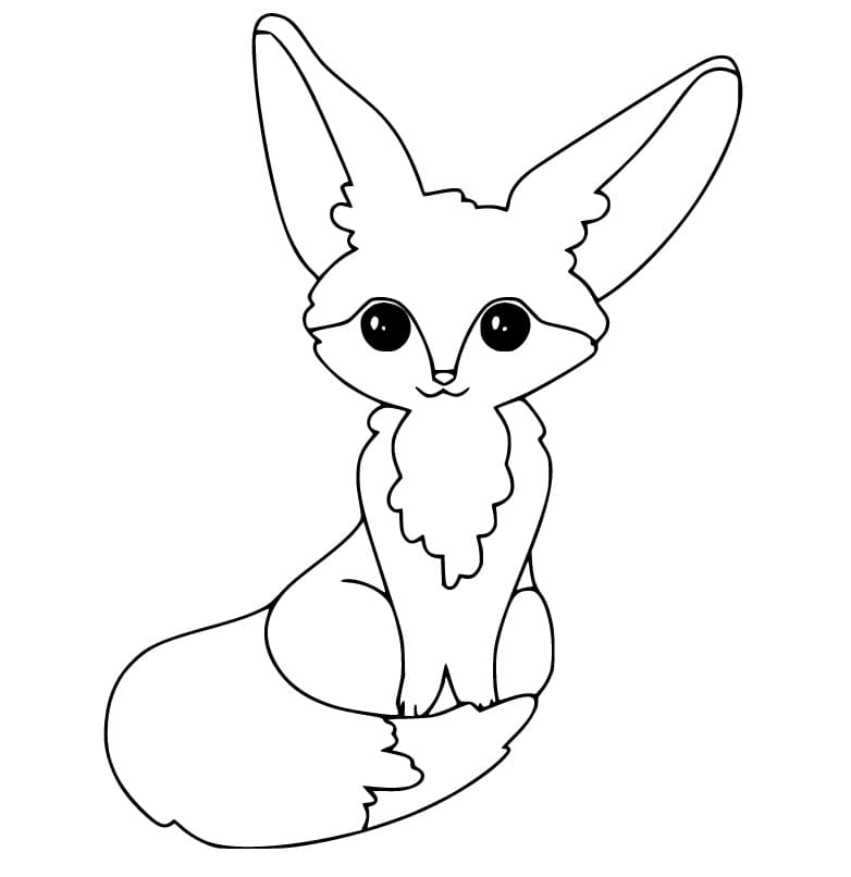 Little Fennec Fox Coloring Page