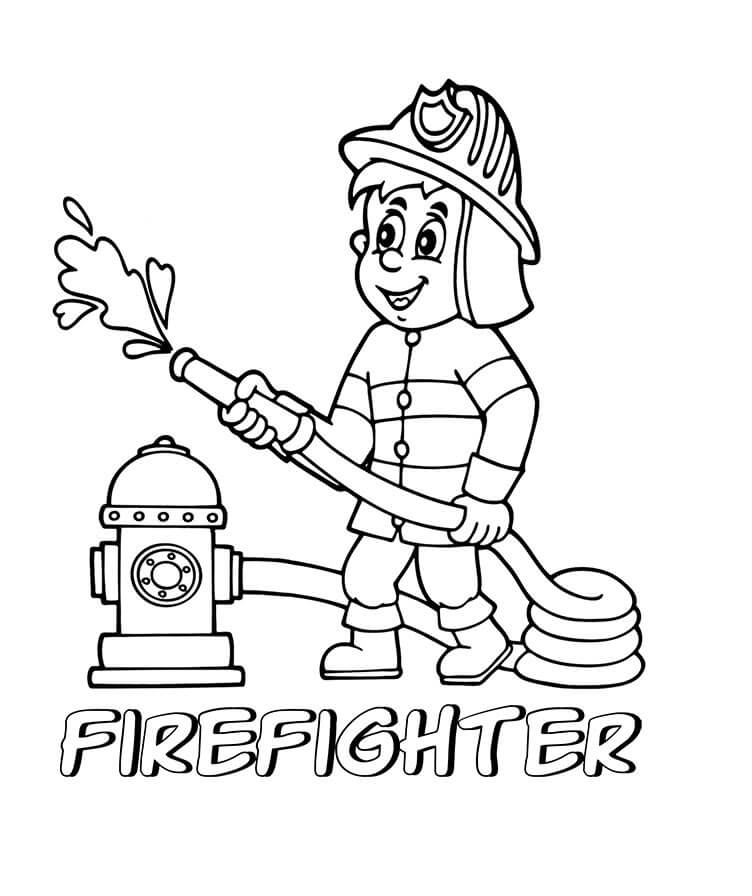 Little Firefighter Coloring Page