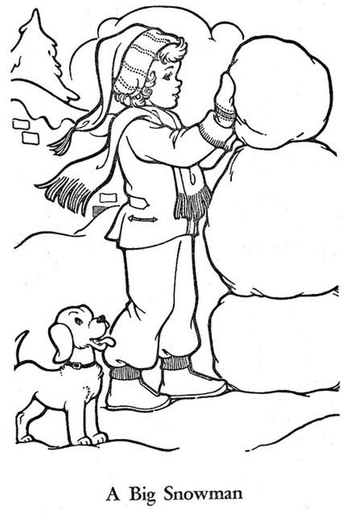 Little Girl Build A Snowman Sff94 Coloring Page