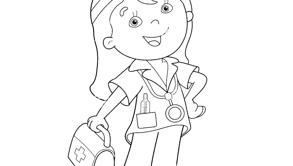 Little Girl Doctor Coloring Page