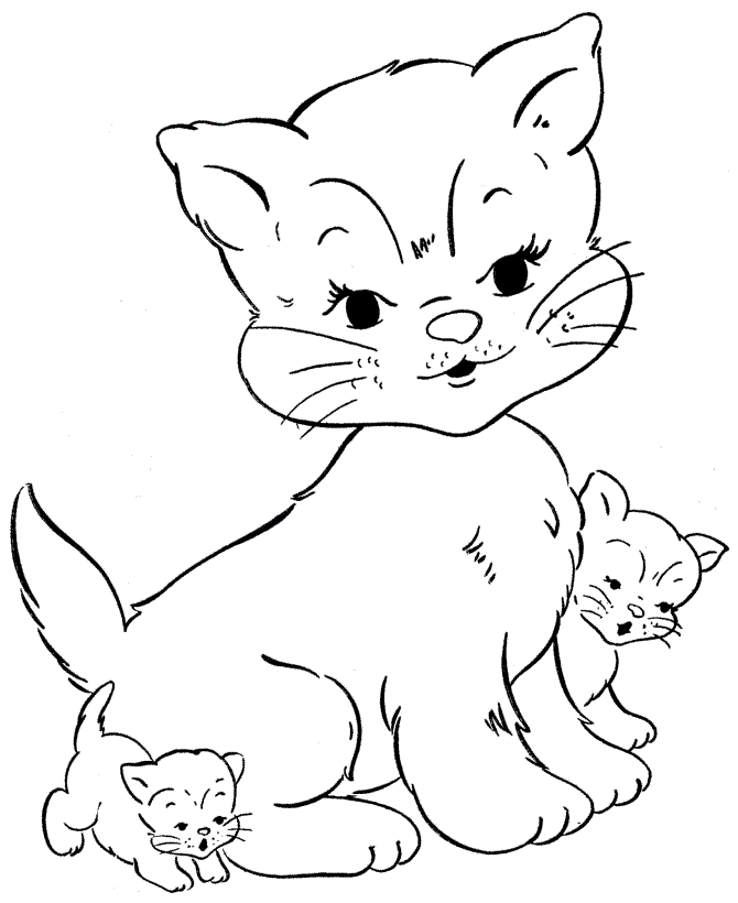 Little Kitty And Mother Animal S9a0c Coloring Page