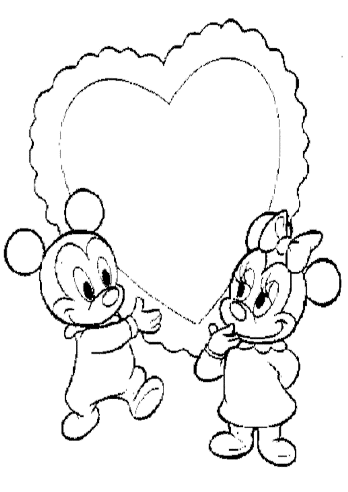 Little Mickey And Minnie Valentine 84f2 Coloring Page