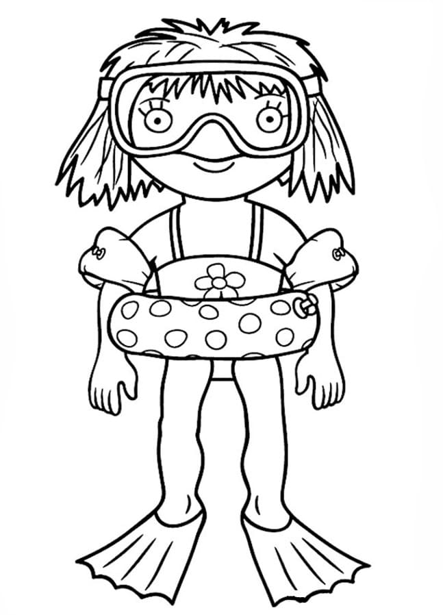 Little Princess Goes Snorkeling Coloring Page