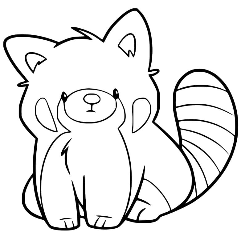 Little Red Panda Coloring Page