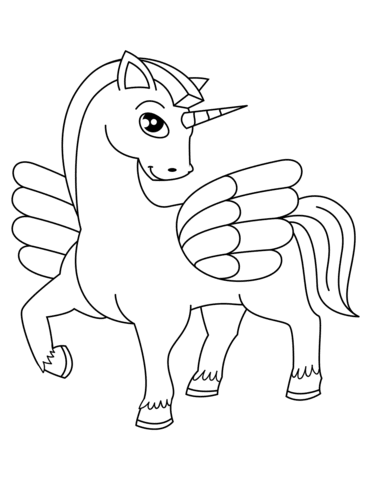 Little Winged Unicorn Coloring Page