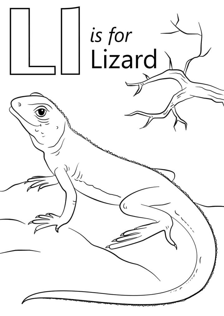Lizard Letter L Coloring Page