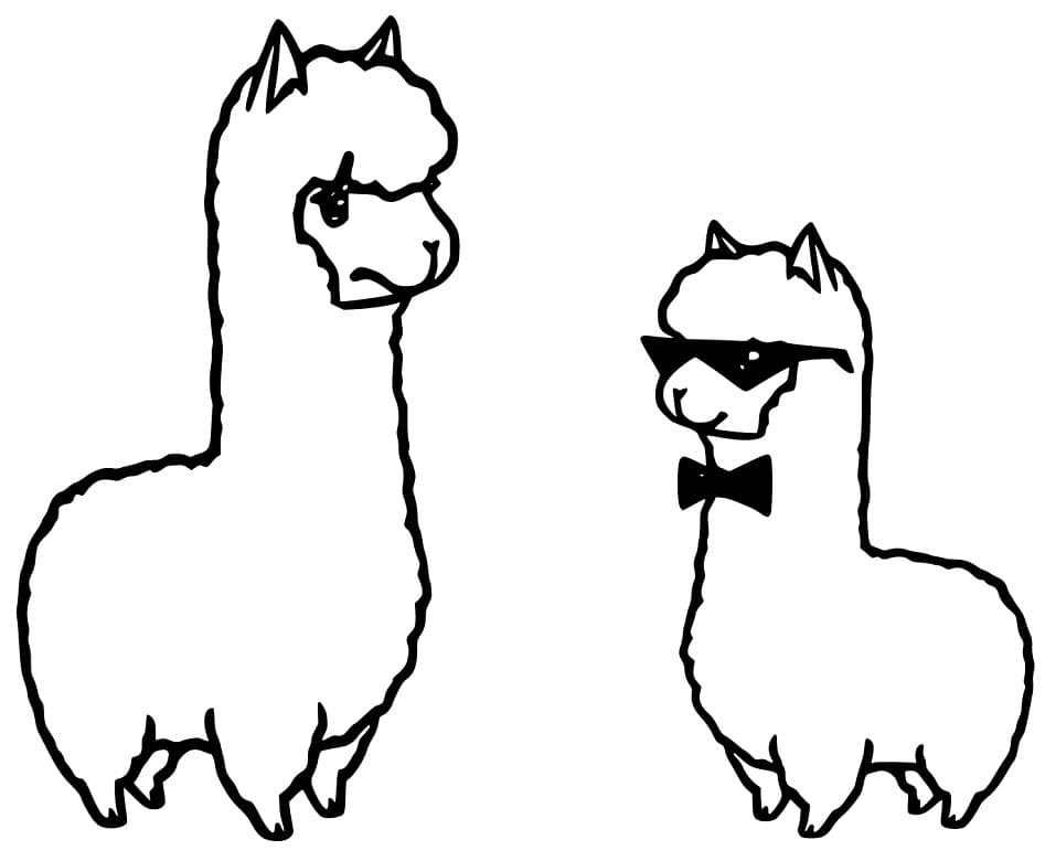 Llama and Alpaca Coloring Page