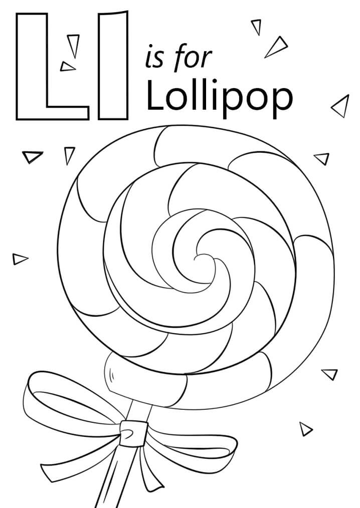 Lollipop Letter L Coloring Page