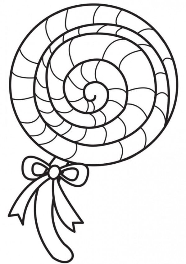 Lollipop with Ribbon Bow Coloring Page