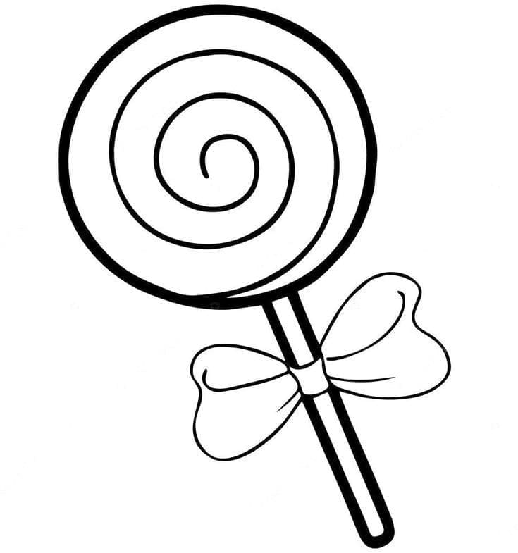Lollipop with Ribbon Coloring Page
