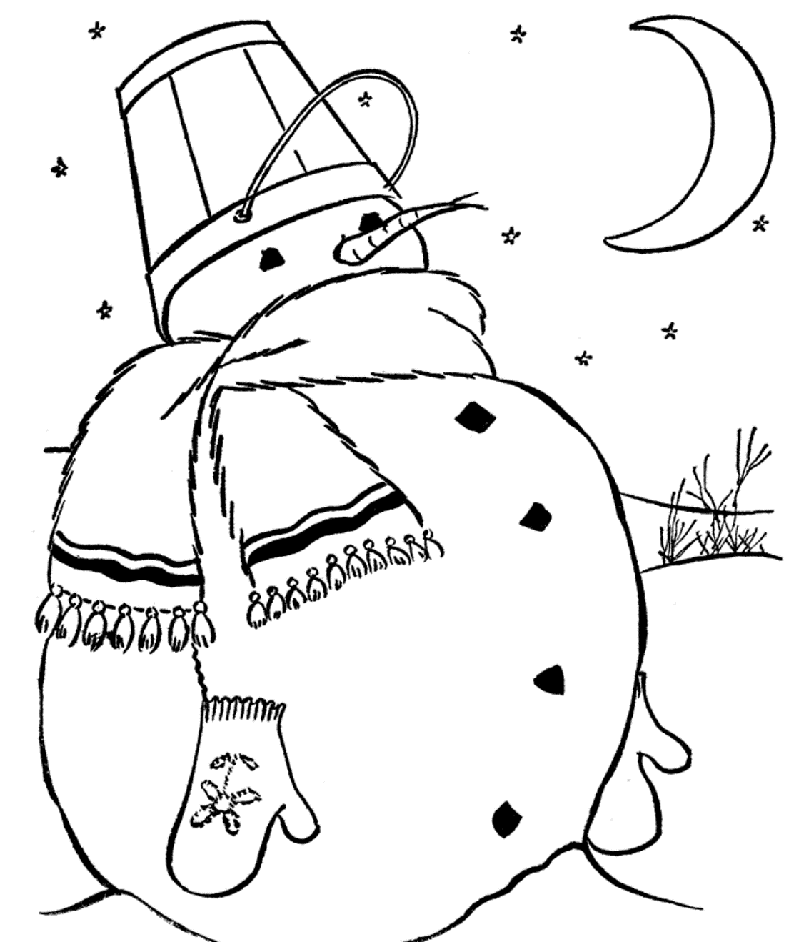 Lonely Snowman To Print Coloring Page