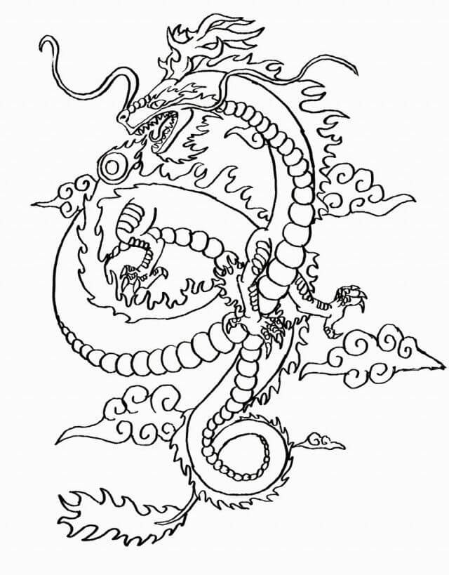 Long Chinese Dragon Coloring Page