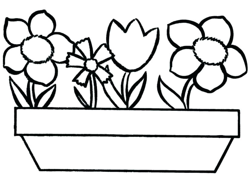Long Flower Pots Coloring Page