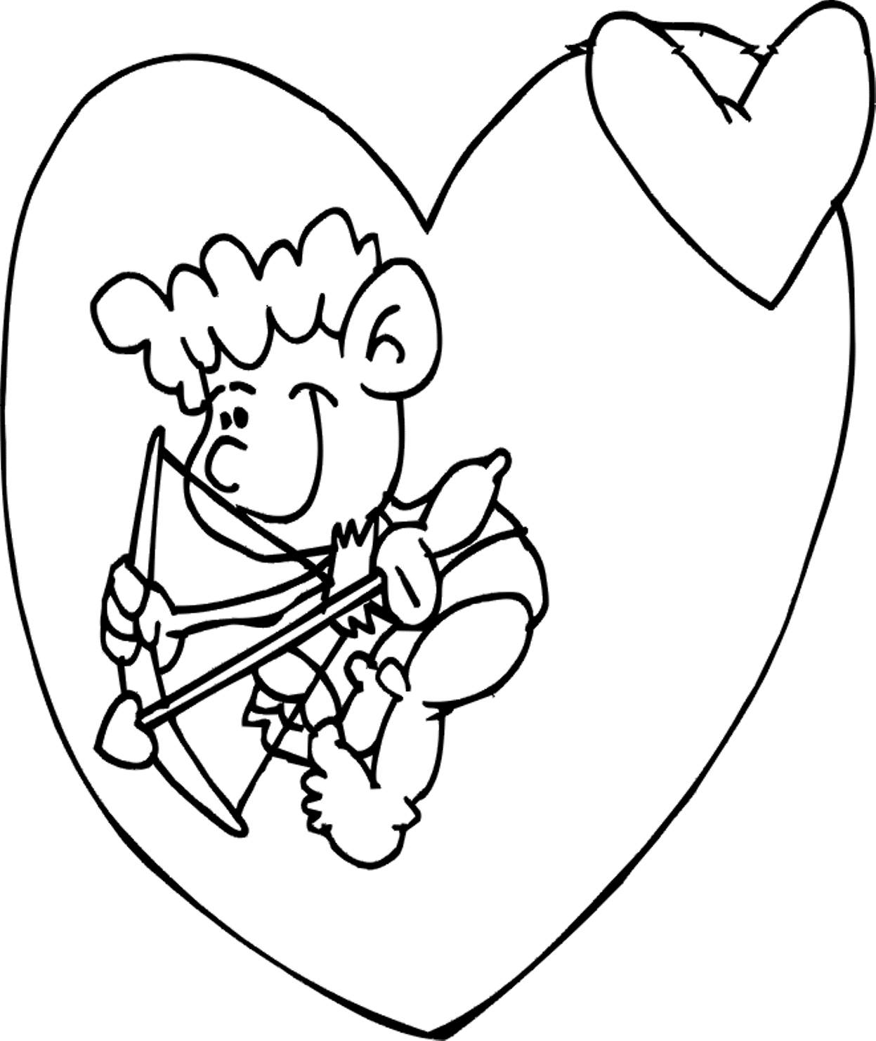 Love And Cupid Valentine Coloring Page