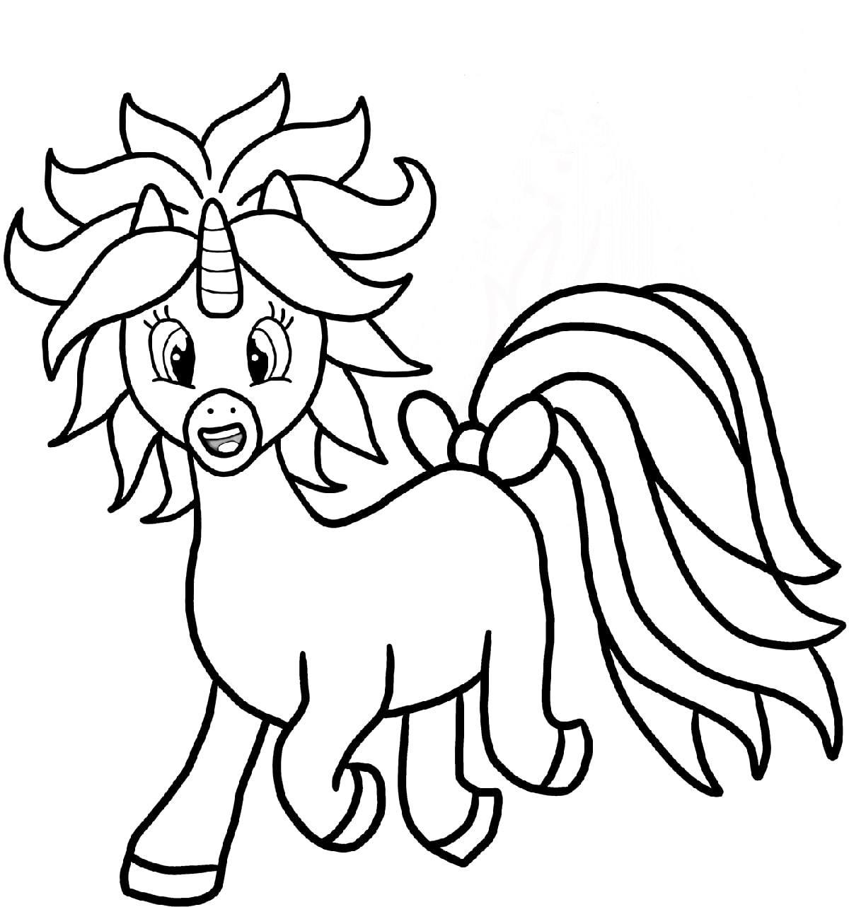 Lovely Baby Unicorn Coloring Page