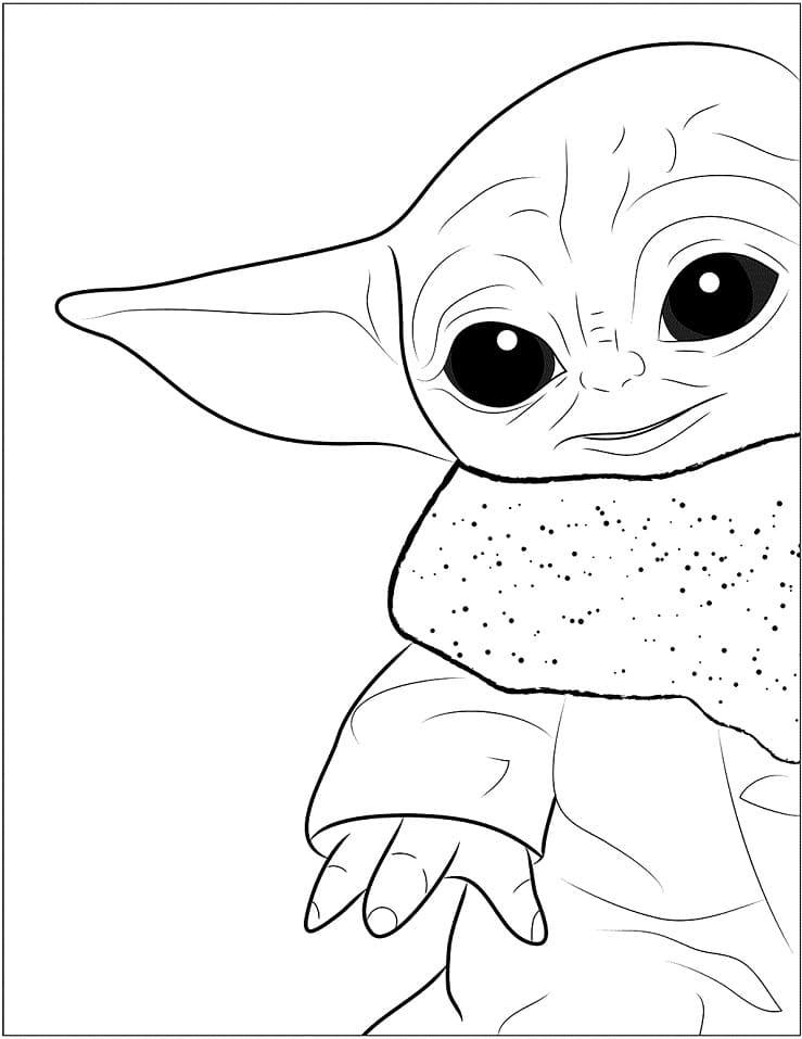Lovely Baby Yoda Coloring Page