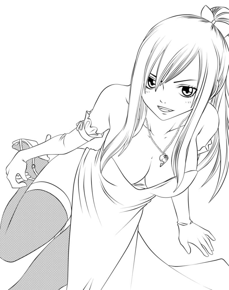 Lovely Erza Scarlet Coloring Page