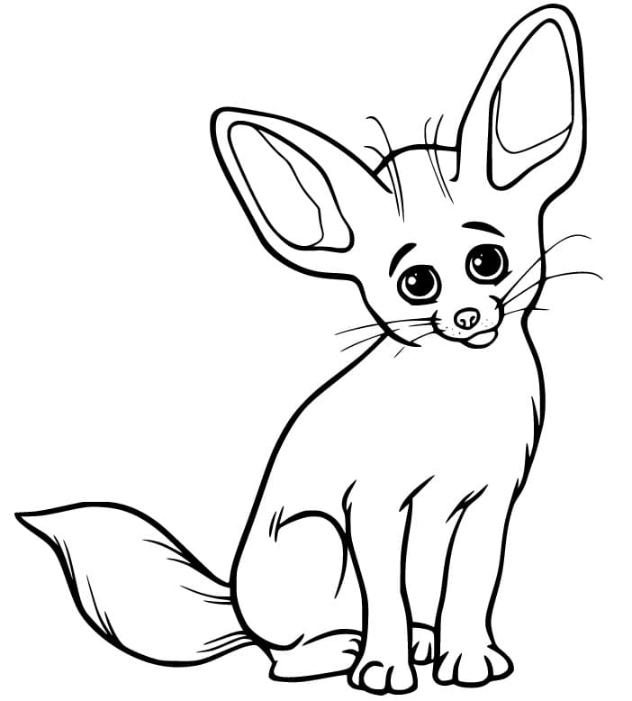 Lovely Fennec Fox Coloring Page