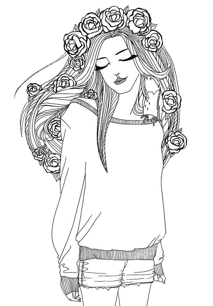 Cool Lovely Girl Coloring Page