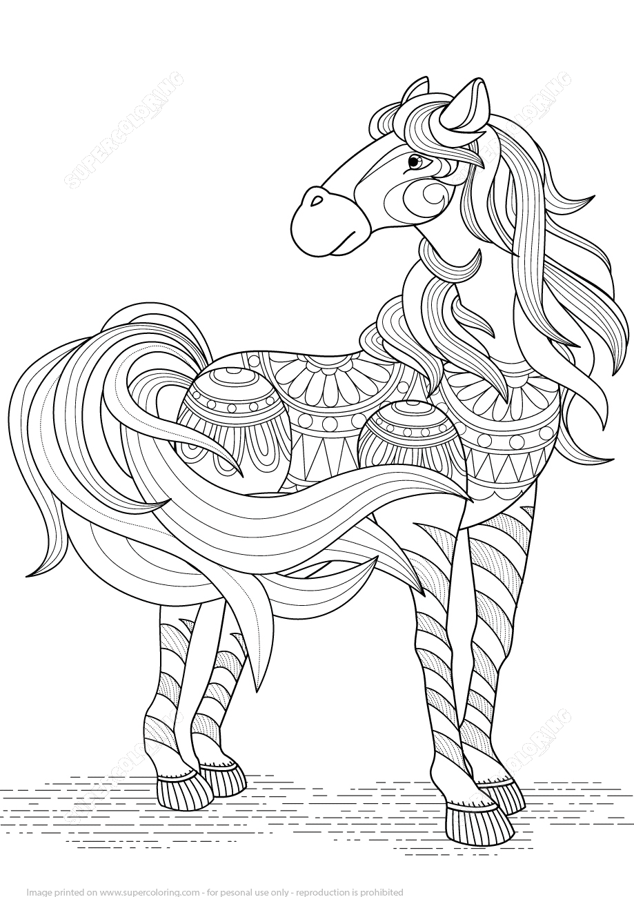 Lovely Horse Zentangle Adults