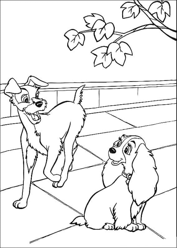 Lovely Lady and the Tramp Coloring Page